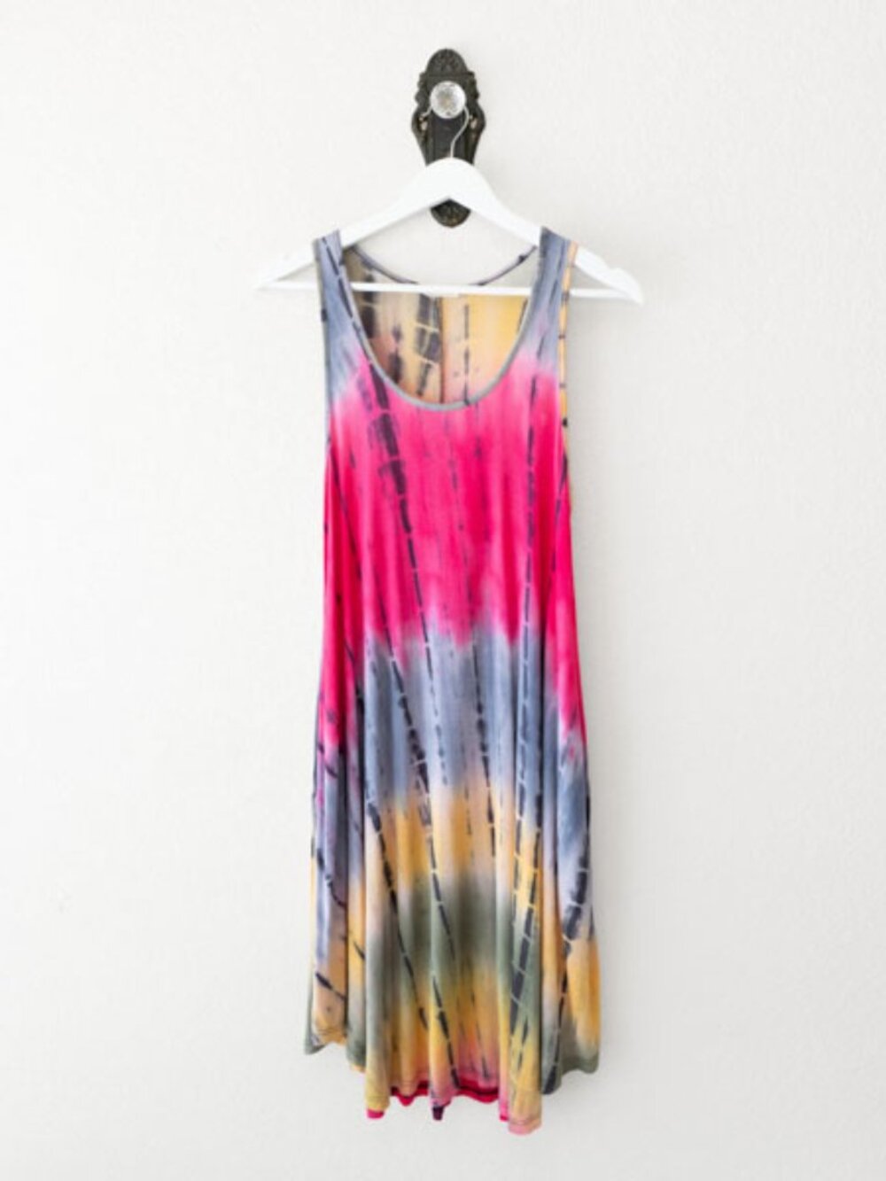 Reborn J Tie Dye Dress Large Boho Sleeveless Pocket USA Christian